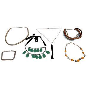 Lot of 6 Necklaces Beaded Necklaces, Multi-Layer, Choker, Tassel, Snake-Chain